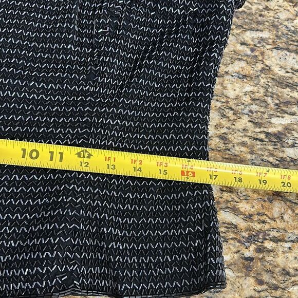 Black Tie Oleg Cassini Vintage Silk Black Beaded Evening Top Blouse Size 12 - Picture 6 of 7